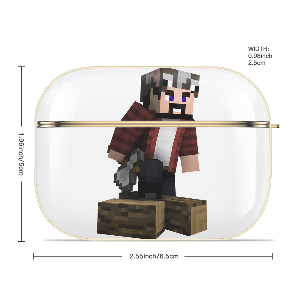 マインクラフト ブロックの世界 Minecraft MC Block world 【AirPods Pro用】ハードシェル保護ケース｜耐衝撃・防指紋・カラビナ付き商品仕様