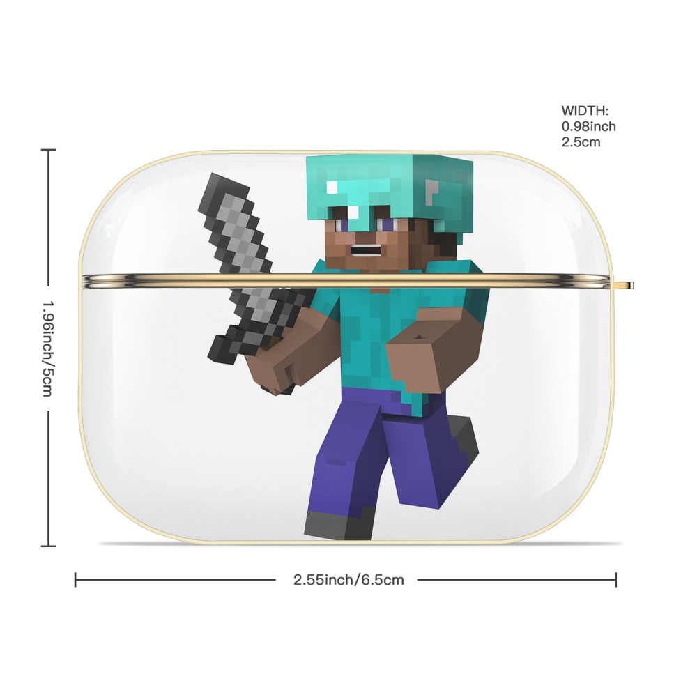 マインクラフト ブロックの世界 Minecraft MC Block world 【AirPods Pro用】ハードシェル保護ケース｜耐衝撃・防指紋・カラビナ付き商品仕様