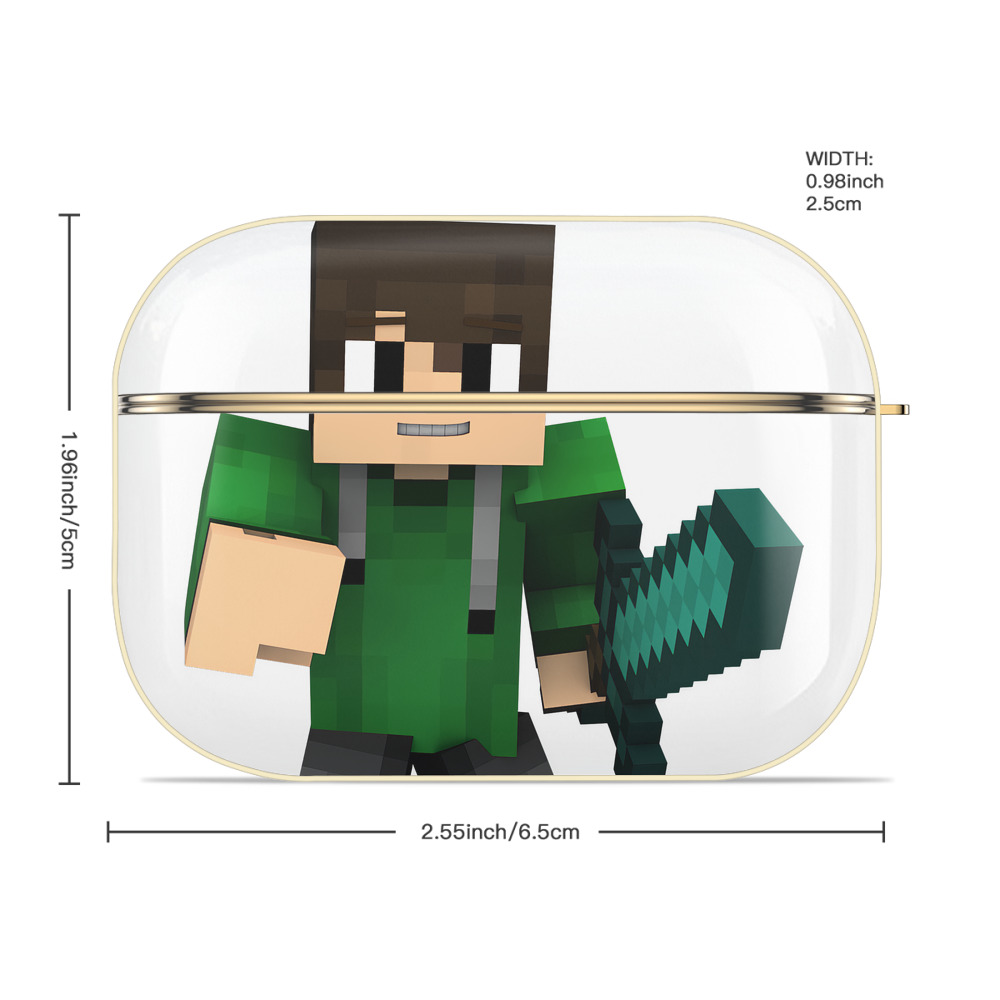 マインクラフト ブロックの世界 Minecraft MC Block world 【AirPods Pro用】ハードシェル保護ケース｜耐衝撃・防指紋・カラビナ付き商品仕様