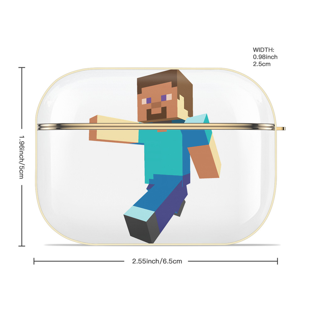 マインクラフト ブロックの世界 Minecraft MC Block world 【AirPods Pro用】ハードシェル保護ケース｜耐衝撃・防指紋・カラビナ付き商品仕様
