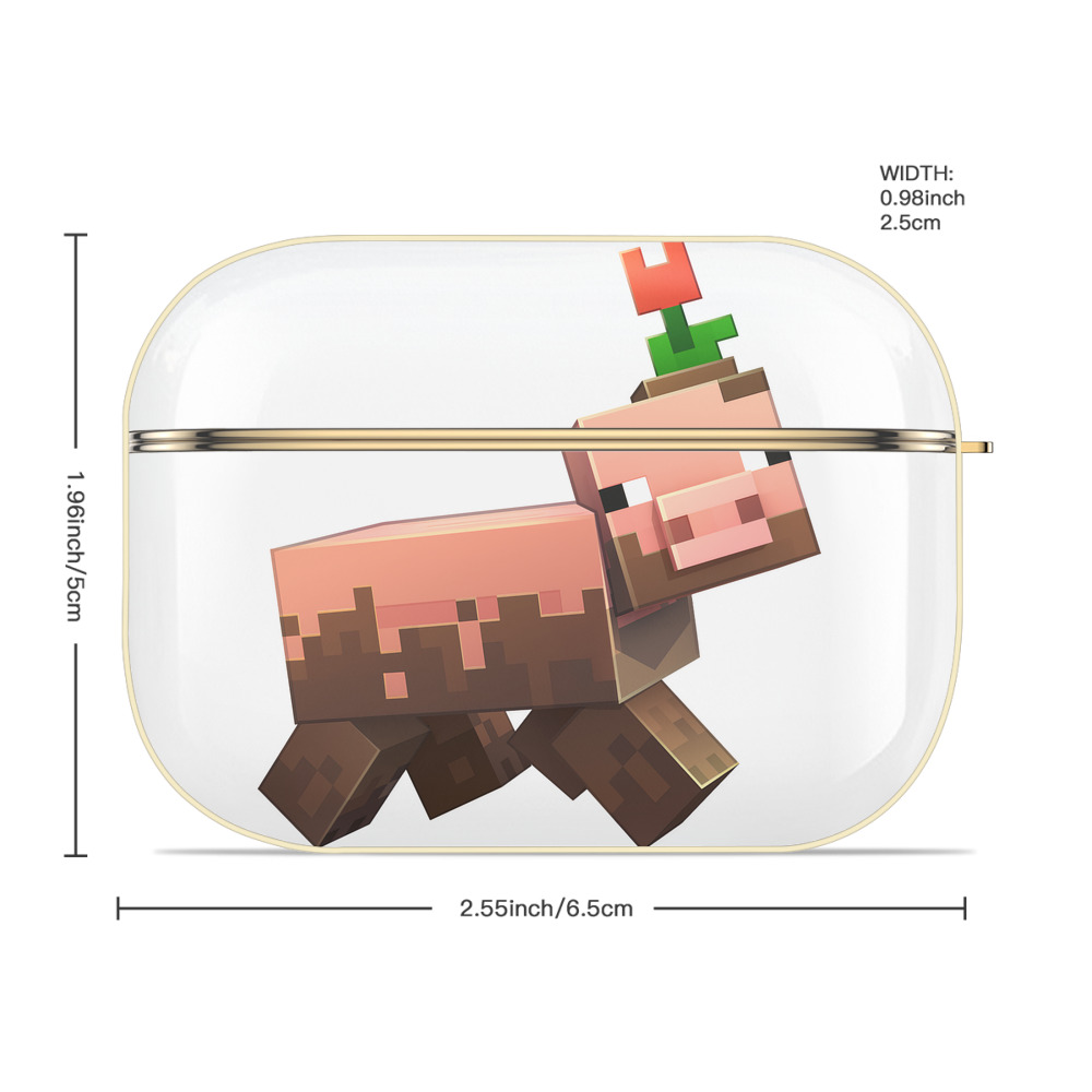 マインクラフト ブロックの世界 Minecraft MC Block world 【AirPods Pro用】ハードシェル保護ケース｜耐衝撃・防指紋・カラビナ付き商品仕様