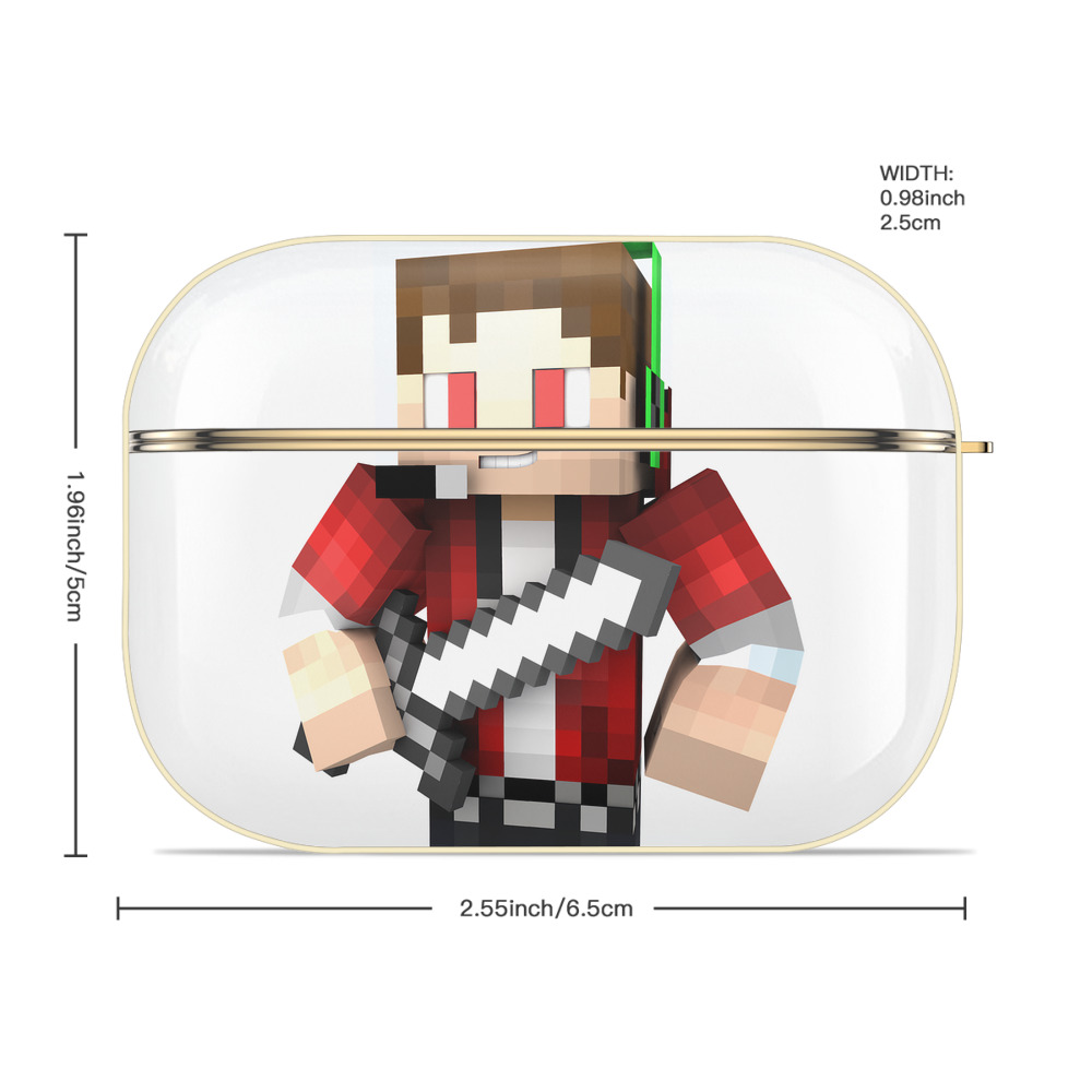 マインクラフト ブロックの世界 Minecraft MC Block world 【AirPods Pro用】ハードシェル保護ケース｜耐衝撃・防指紋・カラビナ付き商品仕様