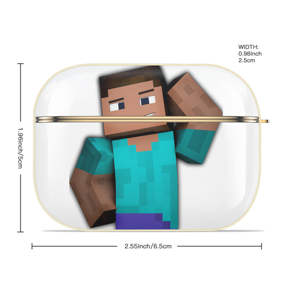 マインクラフト ブロックの世界 Minecraft MC Block world 【AirPods Pro用】ハードシェル保護ケース｜耐衝撃・防指紋・カラビナ付き商品仕様