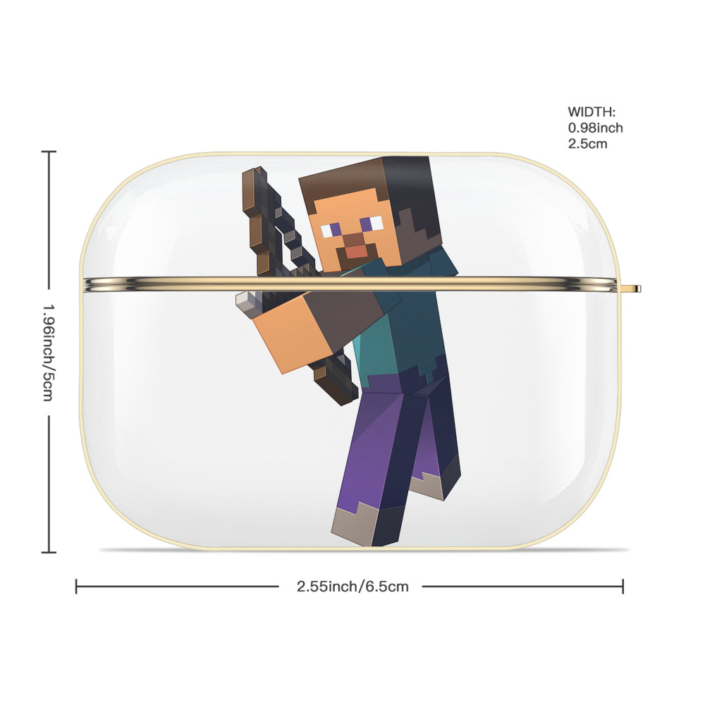 マインクラフト ブロックの世界 Minecraft MC Block world 【AirPods Pro用】ハードシェル保護ケース｜耐衝撃・防指紋・カラビナ付き商品仕様