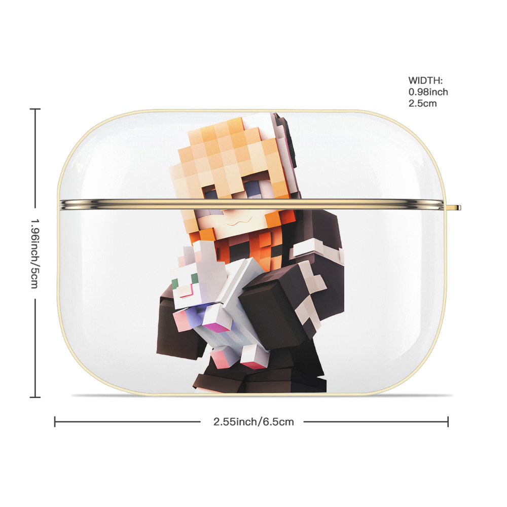 マインクラフト ブロックの世界 Minecraft MC Block world 【AirPods Pro用】ハードシェル保護ケース｜耐衝撃・防指紋・カラビナ付き商品仕様
