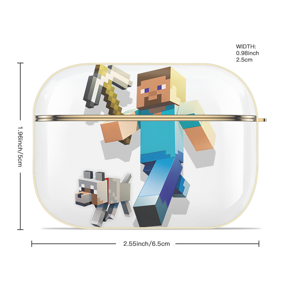 マインクラフト ブロックの世界 Minecraft MC Block world 【AirPods Pro用】ハードシェル保護ケース｜耐衝撃・防指紋・カラビナ付き商品仕様