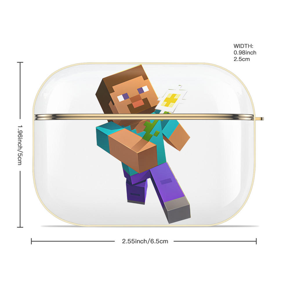 マインクラフト ブロックの世界 Minecraft MC Block world 【AirPods Pro用】ハードシェル保護ケース｜耐衝撃・防指紋・カラビナ付き商品仕様
