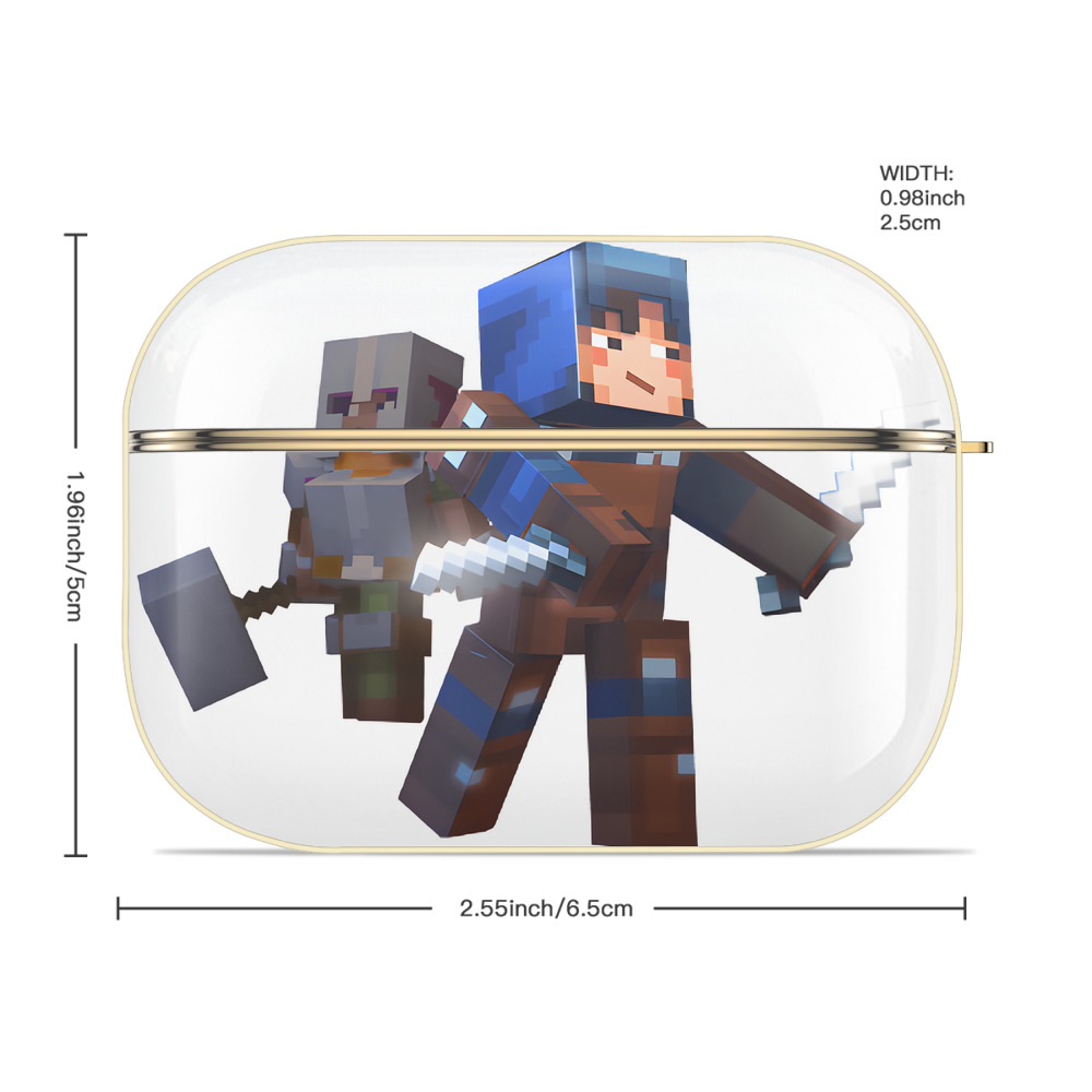 マインクラフト ブロックの世界 Minecraft MC Block world 【AirPods Pro用】ハードシェル保護ケース｜耐衝撃・防指紋・カラビナ付き商品仕様