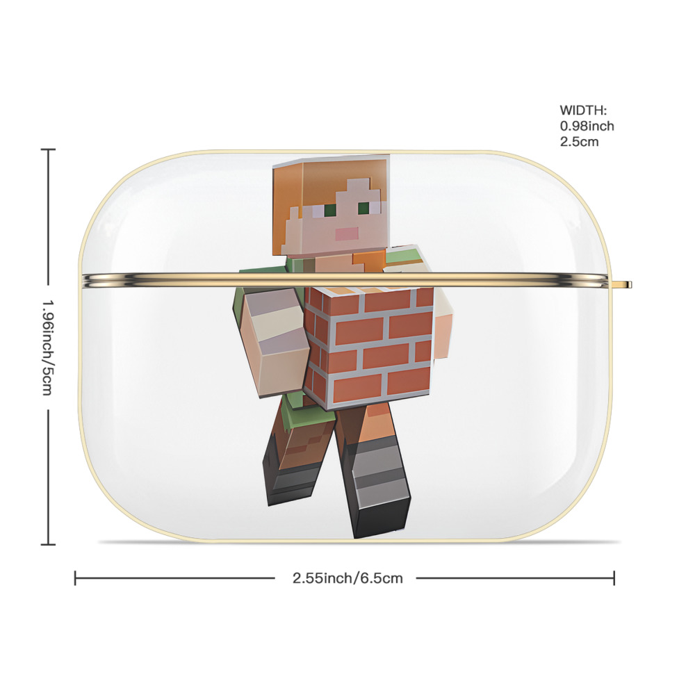 マインクラフト ブロックの世界 Minecraft MC Block world 【AirPods Pro用】ハードシェル保護ケース｜耐衝撃・防指紋・カラビナ付き商品仕様