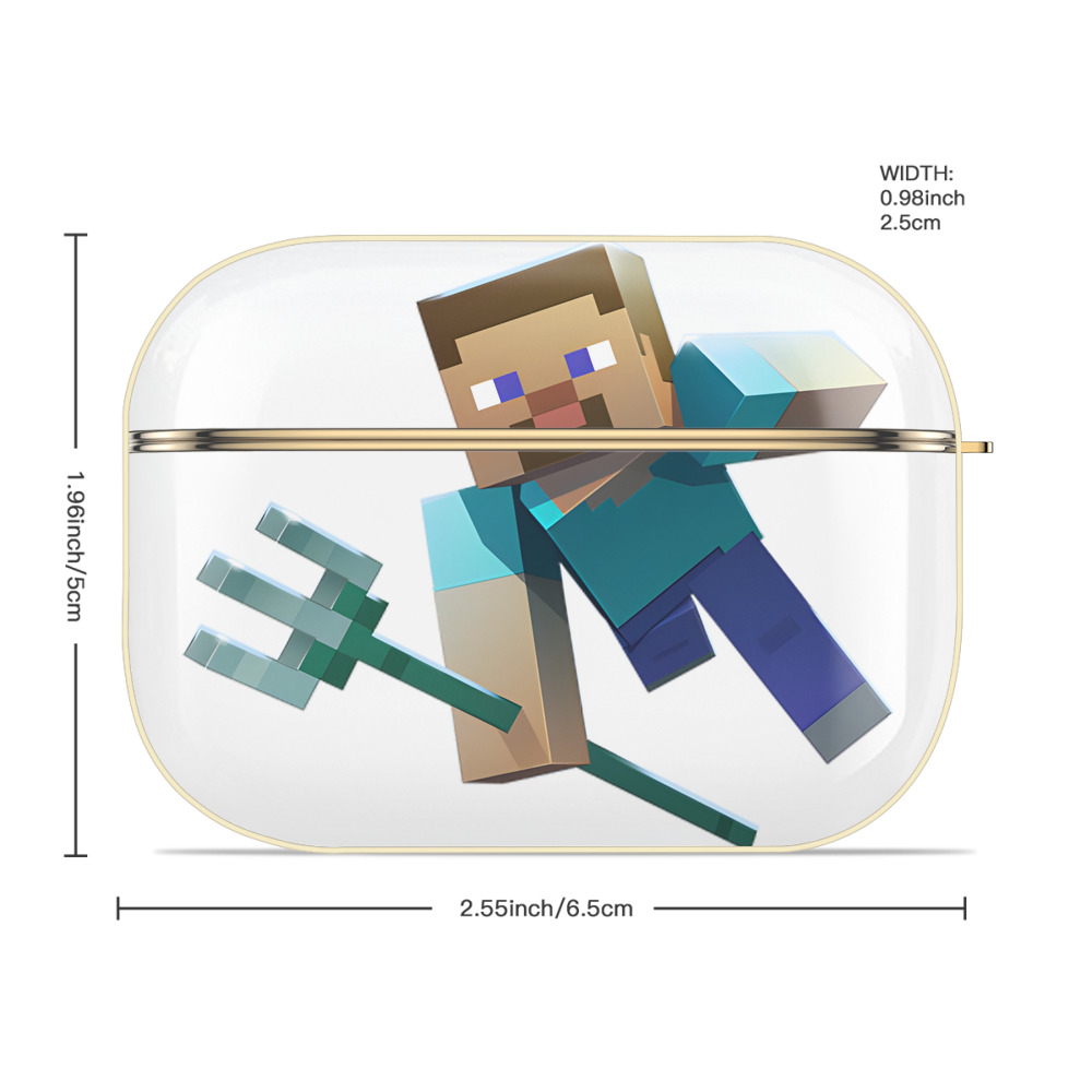 マインクラフト ブロックの世界 Minecraft MC Block world 【AirPods Pro用】ハードシェル保護ケース｜耐衝撃・防指紋・カラビナ付き商品仕様