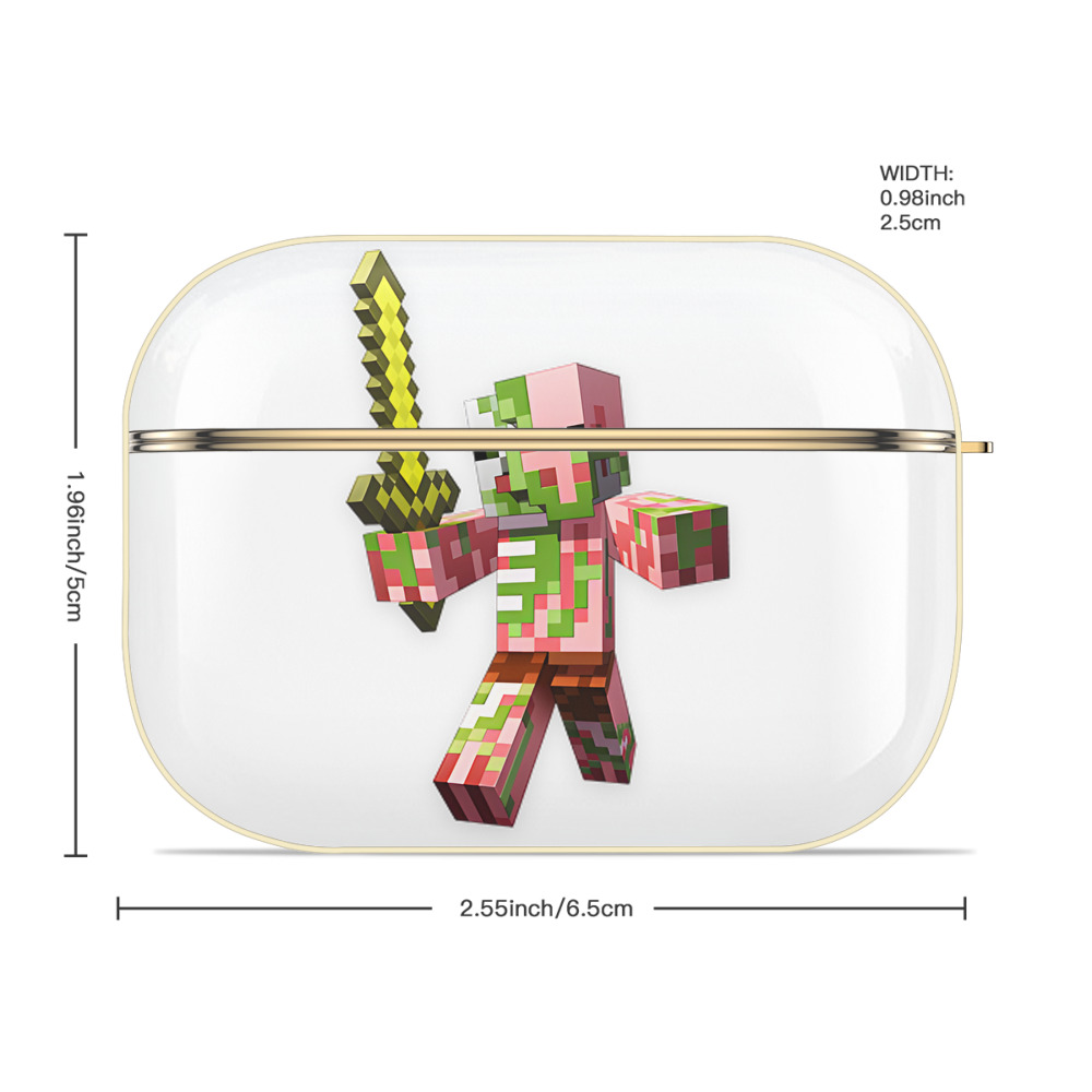マインクラフト ブロックの世界 Minecraft MC Block world 【AirPods Pro用】ハードシェル保護ケース｜耐衝撃・防指紋・カラビナ付き商品仕様