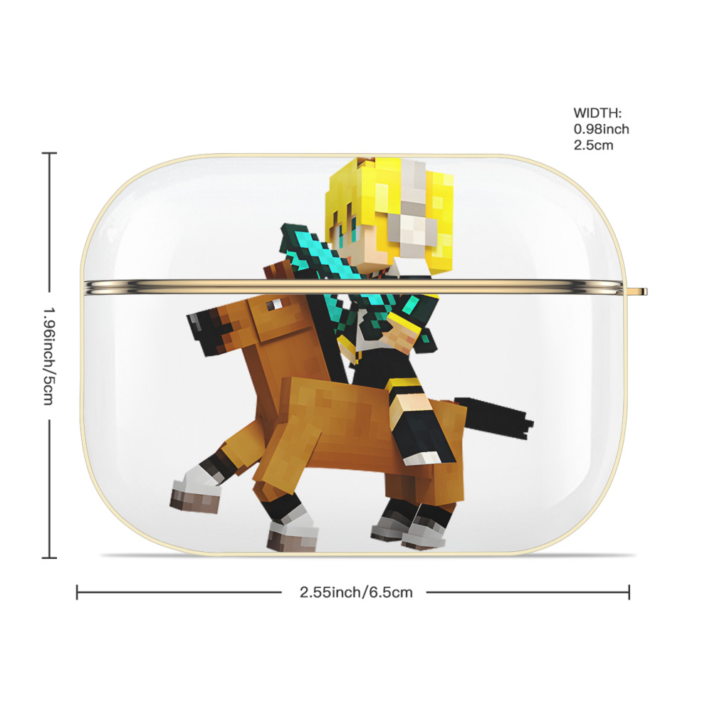 マインクラフト ブロックの世界 Minecraft MC Block world 【AirPods Pro用】ハードシェル保護ケース｜耐衝撃・防指紋・カラビナ付き商品仕様