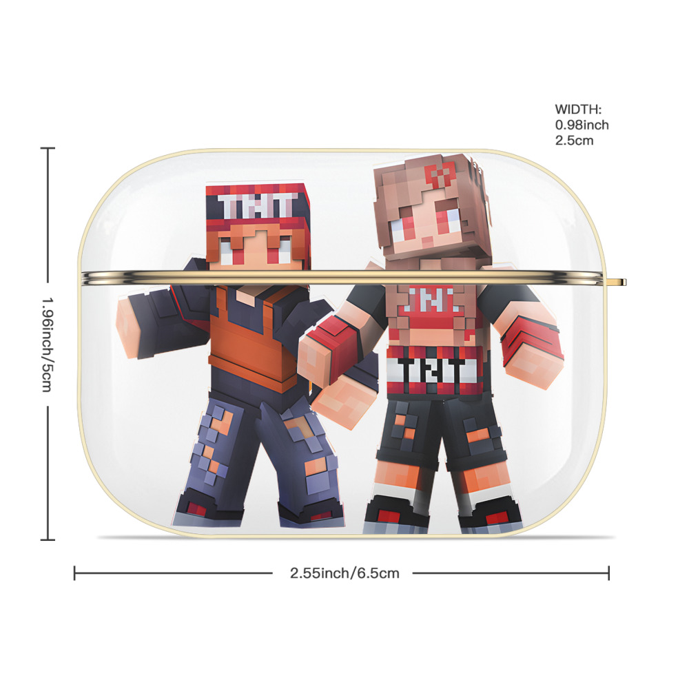 マインクラフト ブロックの世界 Minecraft MC Block world 【AirPods Pro用】ハードシェル保護ケース｜耐衝撃・防指紋・カラビナ付き商品仕様