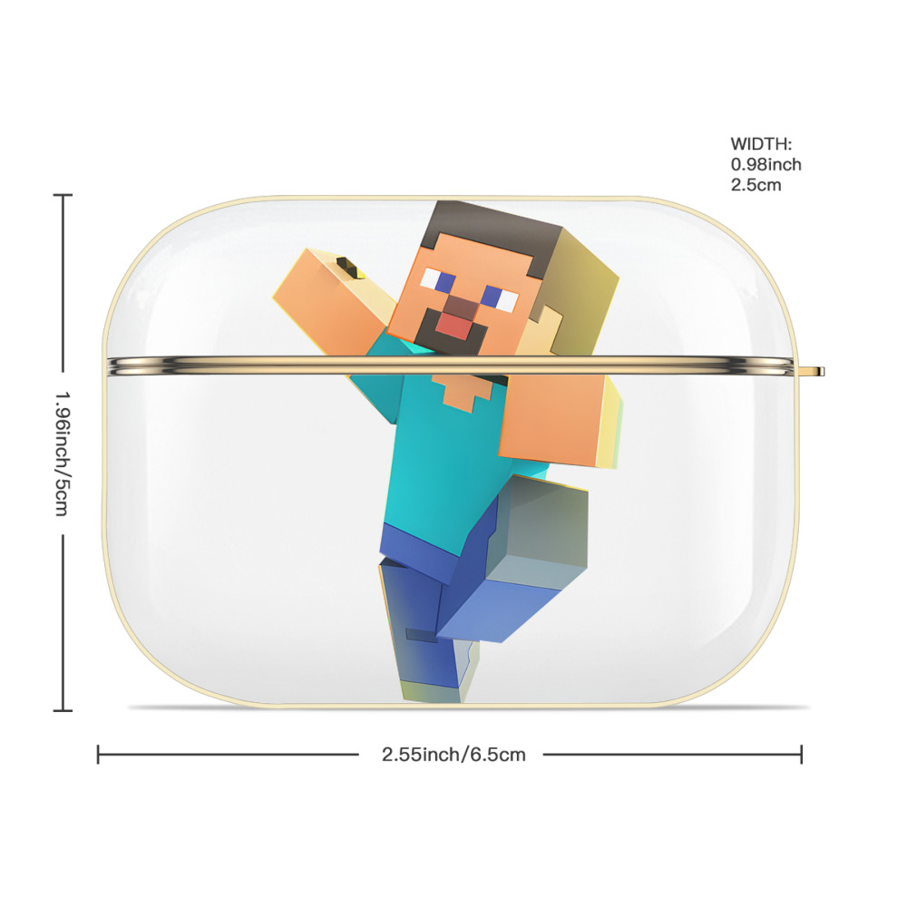 マインクラフト ブロックの世界 Minecraft MC Block world 【AirPods Pro用】ハードシェル保護ケース｜耐衝撃・防指紋・カラビナ付き商品仕様
