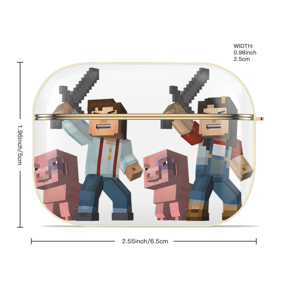 マインクラフト ブロックの世界 Minecraft MC Block world 【AirPods Pro用】ハードシェル保護ケース｜耐衝撃・防指紋・カラビナ付き商品仕様