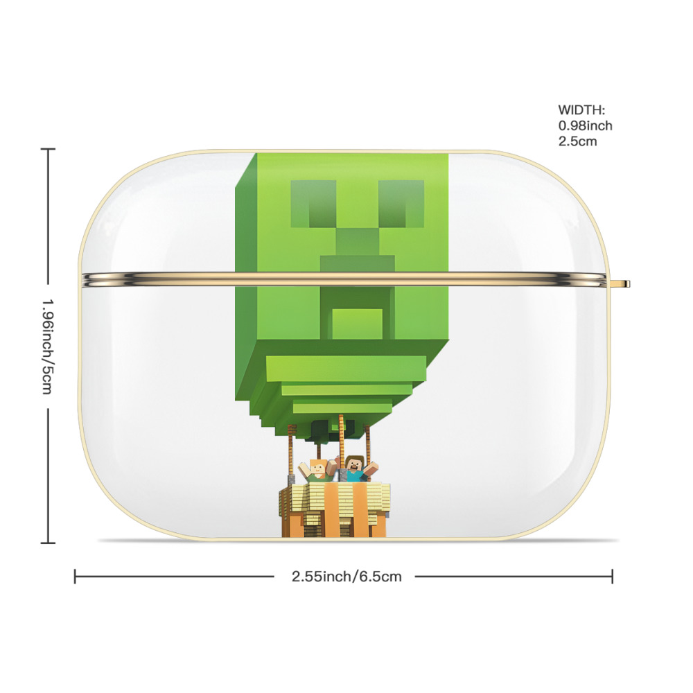 マインクラフト ブロックの世界 Minecraft MC Block world 【AirPods Pro用】ハードシェル保護ケース｜耐衝撃・防指紋・カラビナ付き商品仕様