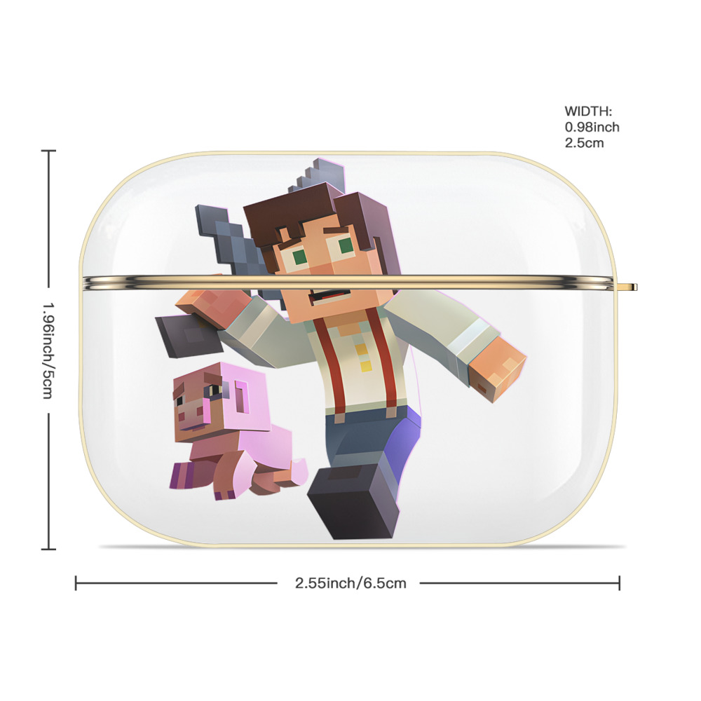 マインクラフト ブロックの世界 Minecraft MC Block world 【AirPods Pro用】ハードシェル保護ケース｜耐衝撃・防指紋・カラビナ付き商品仕様