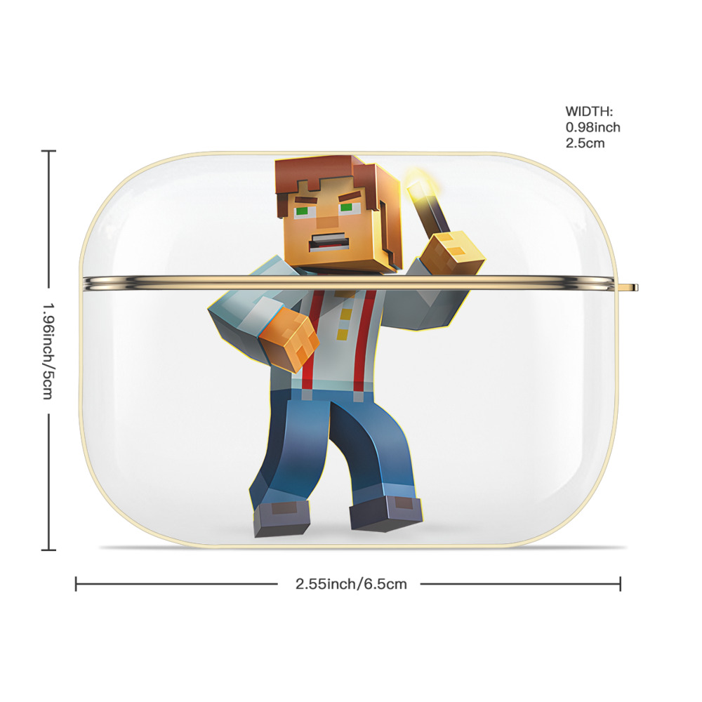 マインクラフト ブロックの世界 Minecraft MC Block world 【AirPods Pro用】ハードシェル保護ケース｜耐衝撃・防指紋・カラビナ付き商品仕様