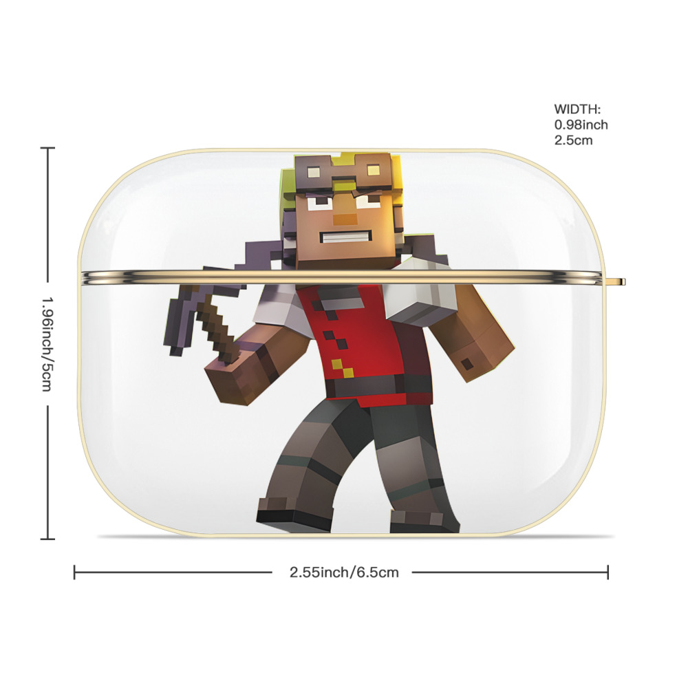 マインクラフト ブロックの世界 Minecraft MC Block world 【AirPods Pro用】ハードシェル保護ケース｜耐衝撃・防指紋・カラビナ付き商品仕様