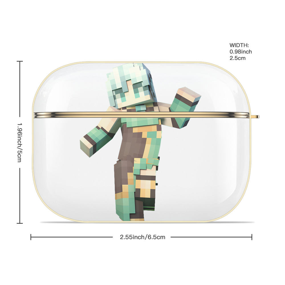 マインクラフト ブロックの世界 Minecraft MC Block world 【AirPods Pro用】ハードシェル保護ケース｜耐衝撃・防指紋・カラビナ付き商品仕様
