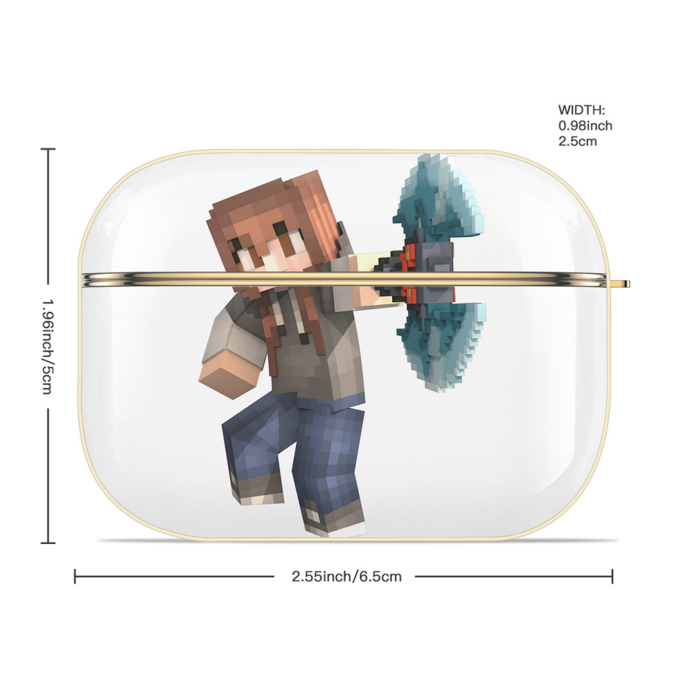 マインクラフト ブロックの世界 Minecraft MC Block world 【AirPods Pro用】ハードシェル保護ケース｜耐衝撃・防指紋・カラビナ付き商品仕様