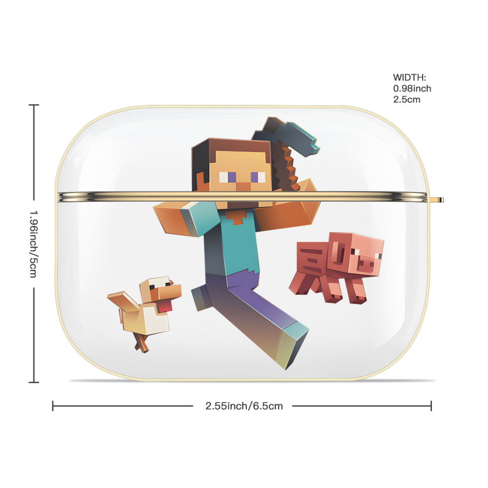 マインクラフト ブロックの世界 Minecraft MC Block world 【AirPods Pro用】ハードシェル保護ケース｜耐衝撃・防指紋・カラビナ付き商品仕様