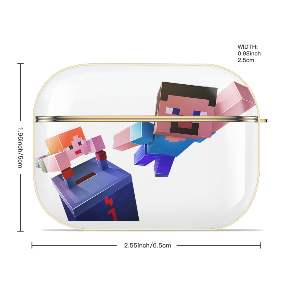 マインクラフト ブロックの世界 Minecraft MC Block world 【AirPods Pro用】ハードシェル保護ケース｜耐衝撃・防指紋・カラビナ付き商品仕様