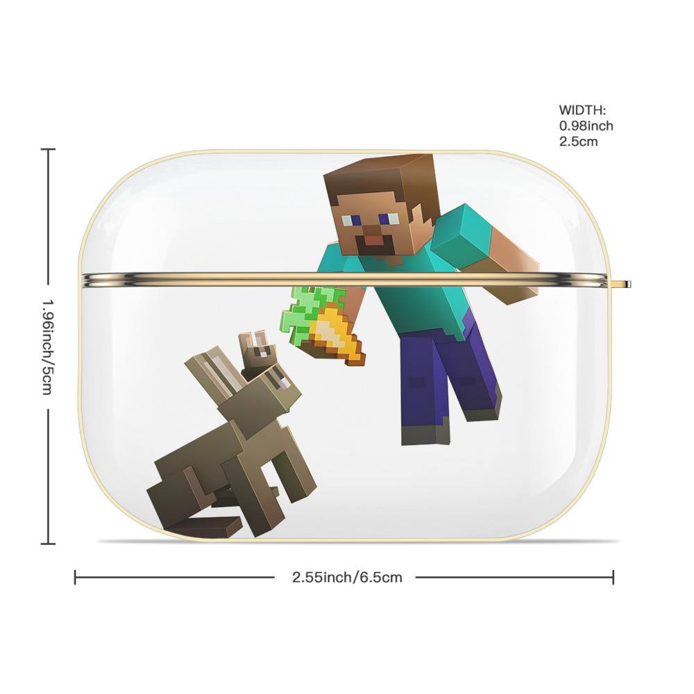 マインクラフト ブロックの世界 Minecraft MC Block world 【AirPods Pro用】ハードシェル保護ケース｜耐衝撃・防指紋・カラビナ付き商品仕様