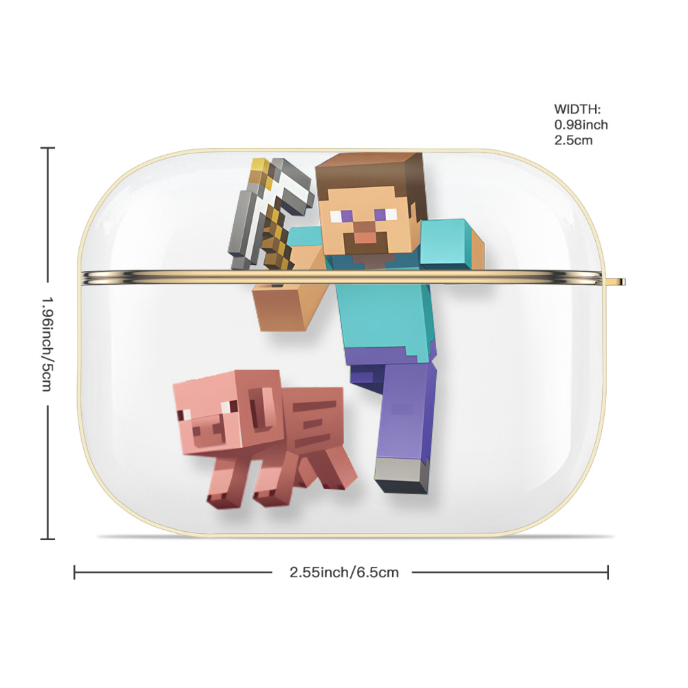 マインクラフト ブロックの世界 Minecraft MC Block world 【AirPods Pro用】ハードシェル保護ケース｜耐衝撃・防指紋・カラビナ付き商品仕様