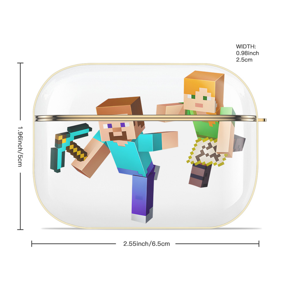マインクラフト ブロックの世界 Minecraft MC Block world 【AirPods Pro用】ハードシェル保護ケース｜耐衝撃・防指紋・カラビナ付き商品仕様