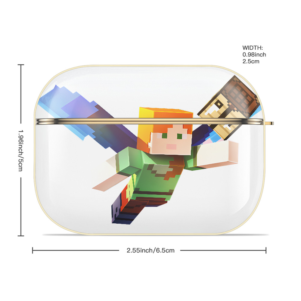 マインクラフト ブロックの世界 Minecraft MC Block world 【AirPods Pro用】ハードシェル保護ケース｜耐衝撃・防指紋・カラビナ付き商品仕様