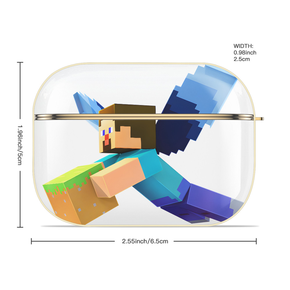 マインクラフト ブロックの世界 Minecraft MC Block world 【AirPods Pro用】ハードシェル保護ケース｜耐衝撃・防指紋・カラビナ付き商品仕様