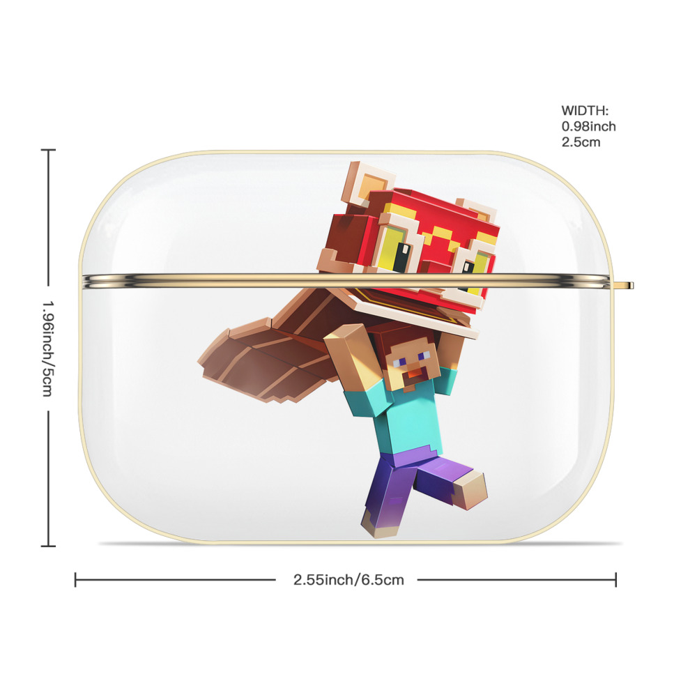 マインクラフト ブロックの世界 Minecraft MC Block world 【AirPods Pro用】ハードシェル保護ケース｜耐衝撃・防指紋・カラビナ付き商品仕様