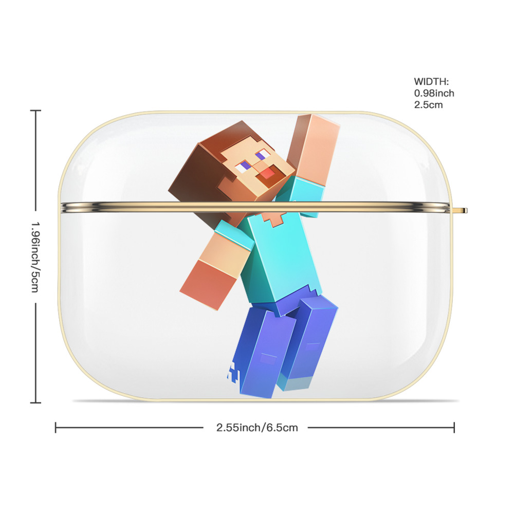 マインクラフト ブロックの世界 Minecraft MC Block world 【AirPods Pro用】ハードシェル保護ケース｜耐衝撃・防指紋・カラビナ付き商品仕様