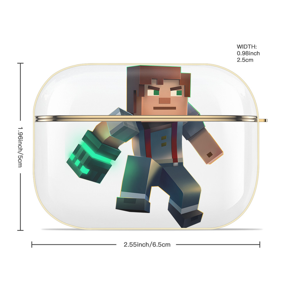 マインクラフト ブロックの世界 Minecraft MC Block world 【AirPods Pro用】ハードシェル保護ケース｜耐衝撃・防指紋・カラビナ付き商品仕様