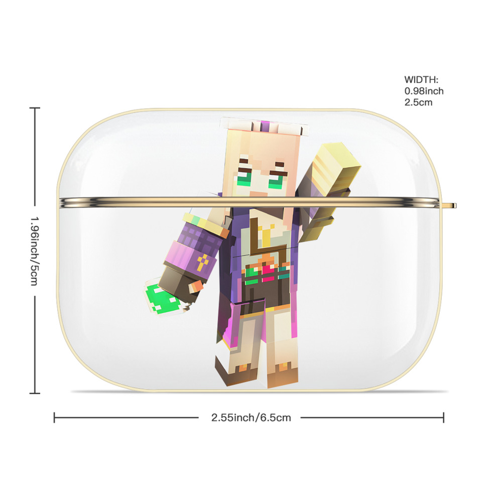 マインクラフト ブロックの世界 Minecraft MC Block world 【AirPods Pro用】ハードシェル保護ケース｜耐衝撃・防指紋・カラビナ付き商品仕様