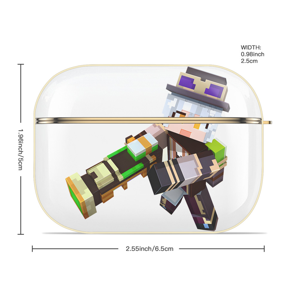 マインクラフト ブロックの世界 Minecraft MC Block world 【AirPods Pro用】ハードシェル保護ケース｜耐衝撃・防指紋・カラビナ付き商品仕様