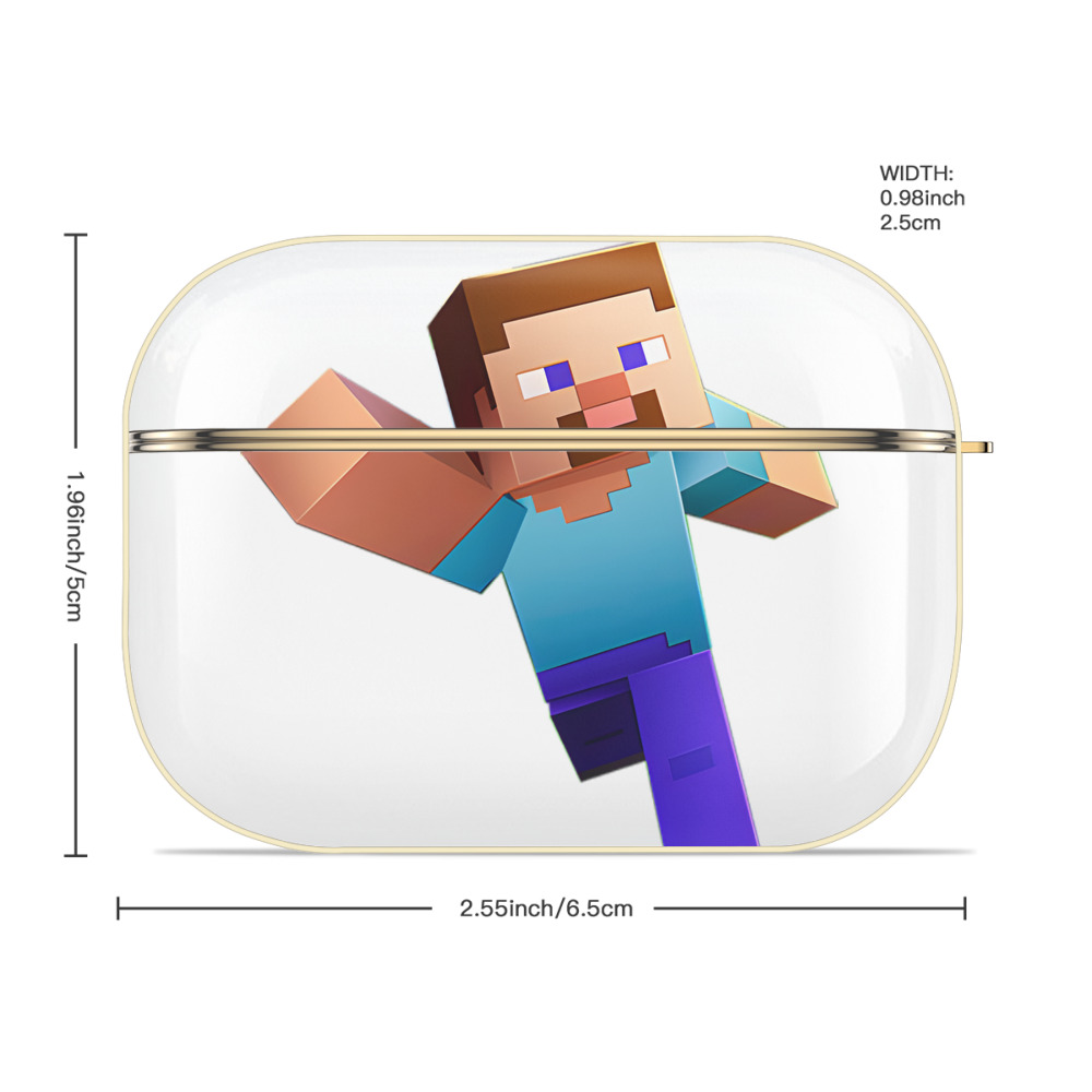 マインクラフト ブロックの世界 Minecraft MC Block world 【AirPods Pro用】ハードシェル保護ケース｜耐衝撃・防指紋・カラビナ付き商品仕様