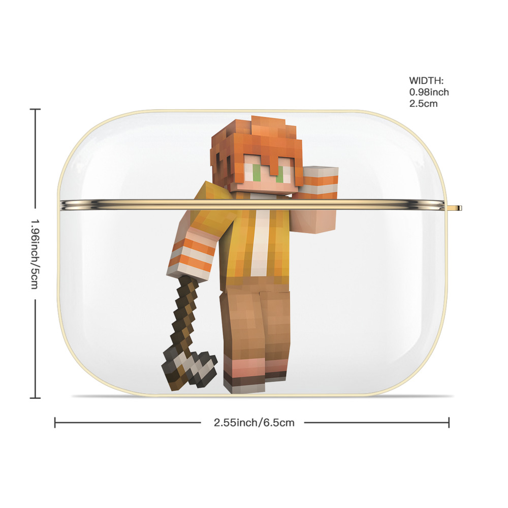 マインクラフト ブロックの世界 Minecraft MC Block world 【AirPods Pro用】ハードシェル保護ケース｜耐衝撃・防指紋・カラビナ付き商品仕様