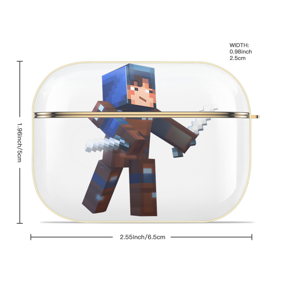 マインクラフト ブロックの世界 Minecraft MC Block world 【AirPods Pro用】ハードシェル保護ケース｜耐衝撃・防指紋・カラビナ付き商品仕様