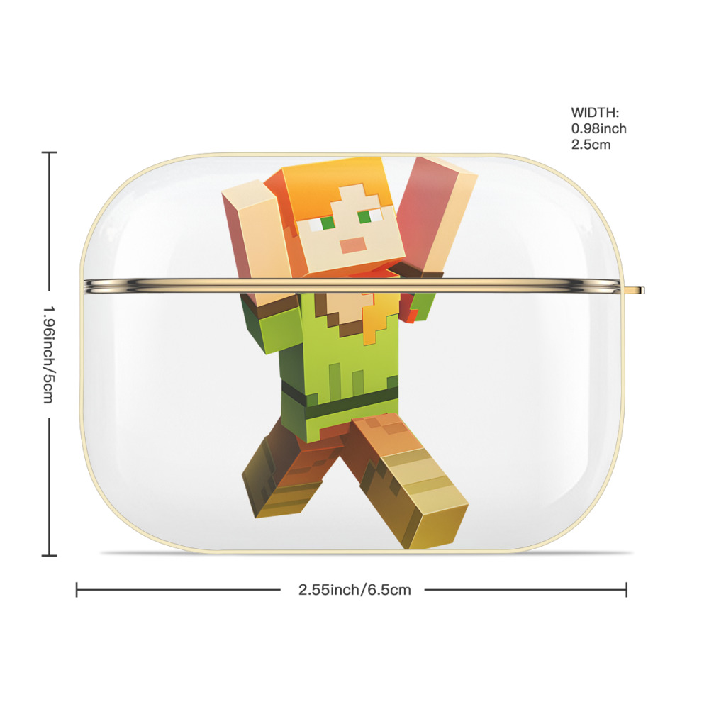 マインクラフト ブロックの世界 Minecraft MC Block world 【AirPods Pro用】ハードシェル保護ケース｜耐衝撃・防指紋・カラビナ付き商品仕様