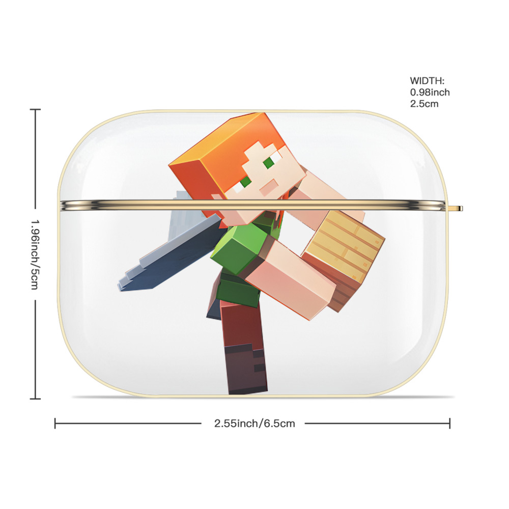 マインクラフト ブロックの世界 Minecraft MC Block world 【AirPods Pro用】ハードシェル保護ケース｜耐衝撃・防指紋・カラビナ付き商品仕様