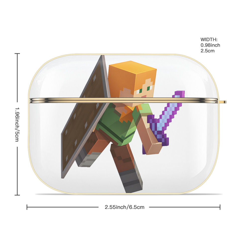 マインクラフト ブロックの世界 Minecraft MC Block world 【AirPods Pro用】ハードシェル保護ケース｜耐衝撃・防指紋・カラビナ付き商品仕様