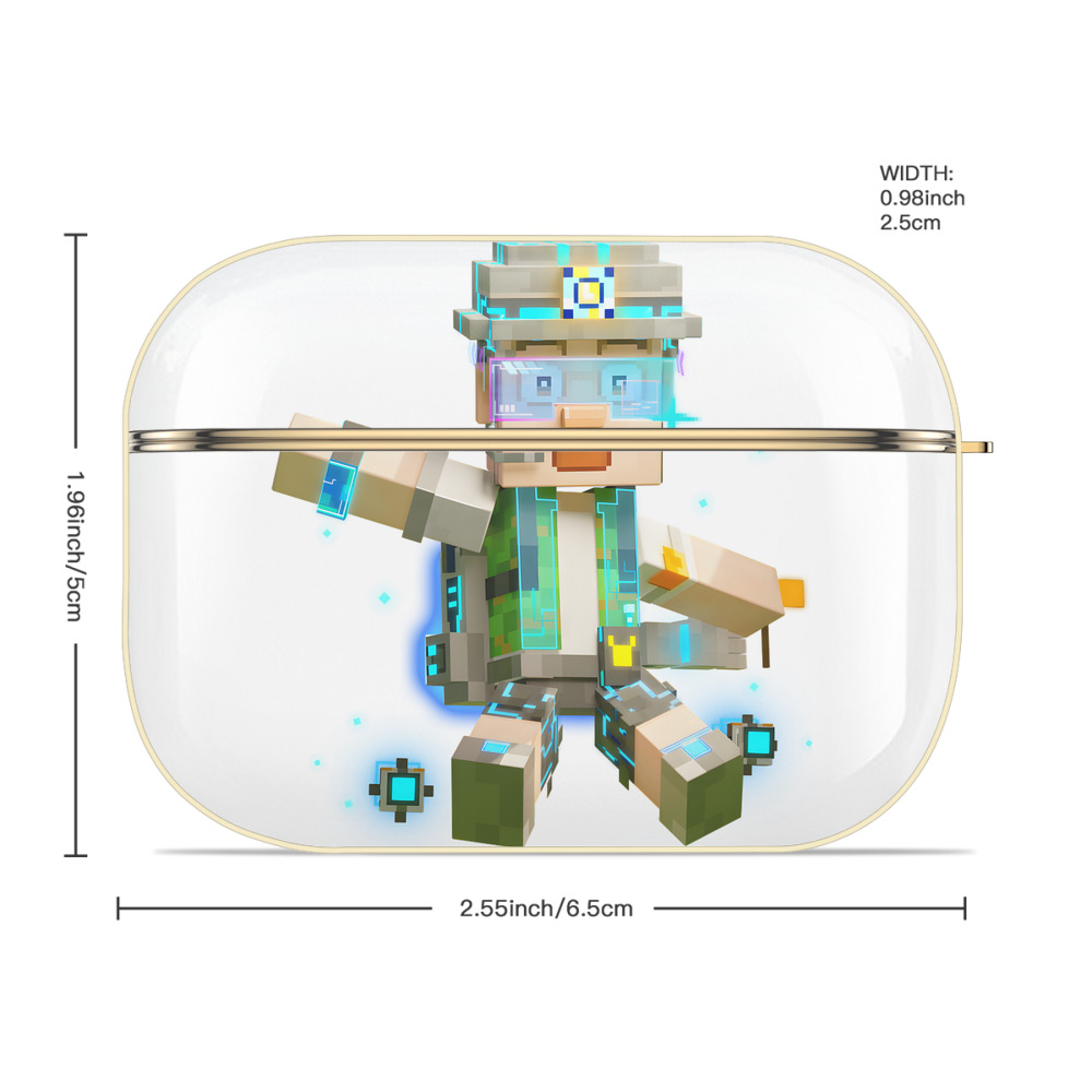 マインクラフト ブロックの世界 Minecraft MC Block world 【AirPods Pro用】ハードシェル保護ケース｜耐衝撃・防指紋・カラビナ付き商品仕様
