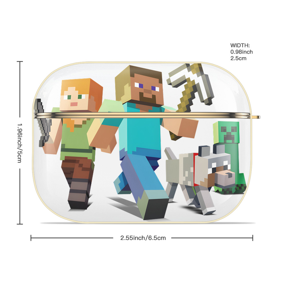 マインクラフト ブロックの世界 Minecraft MC Block world 【AirPods Pro用】ハードシェル保護ケース｜耐衝撃・防指紋・カラビナ付き商品仕様