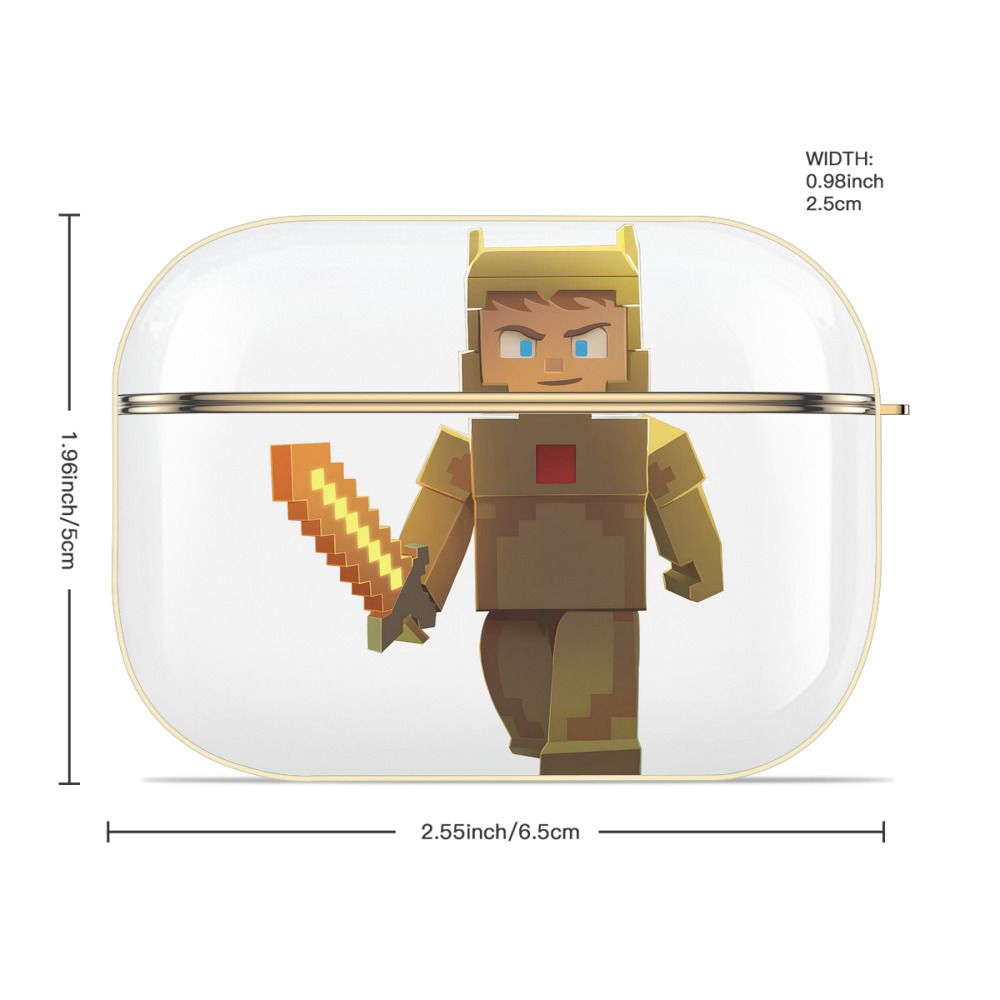 マインクラフト ブロックの世界 Minecraft MC Block world 【AirPods Pro用】ハードシェル保護ケース｜耐衝撃・防指紋・カラビナ付き商品仕様