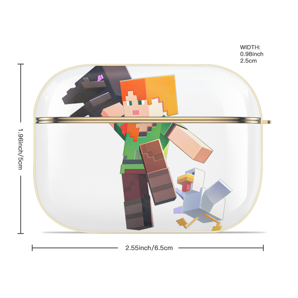 マインクラフト ブロックの世界 Minecraft MC Block world 【AirPods Pro用】ハードシェル保護ケース｜耐衝撃・防指紋・カラビナ付き商品仕様
