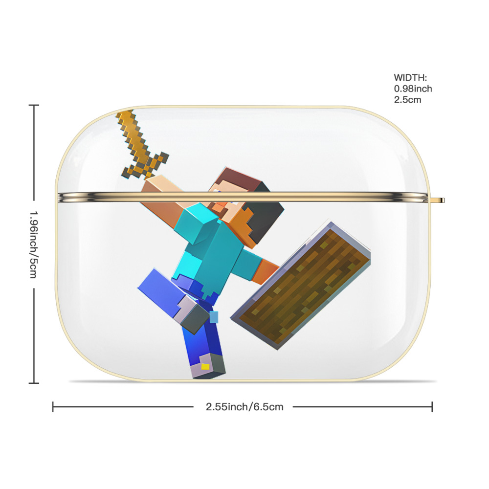 マインクラフト ブロックの世界 Minecraft MC Block world 【AirPods Pro用】ハードシェル保護ケース｜耐衝撃・防指紋・カラビナ付き商品仕様