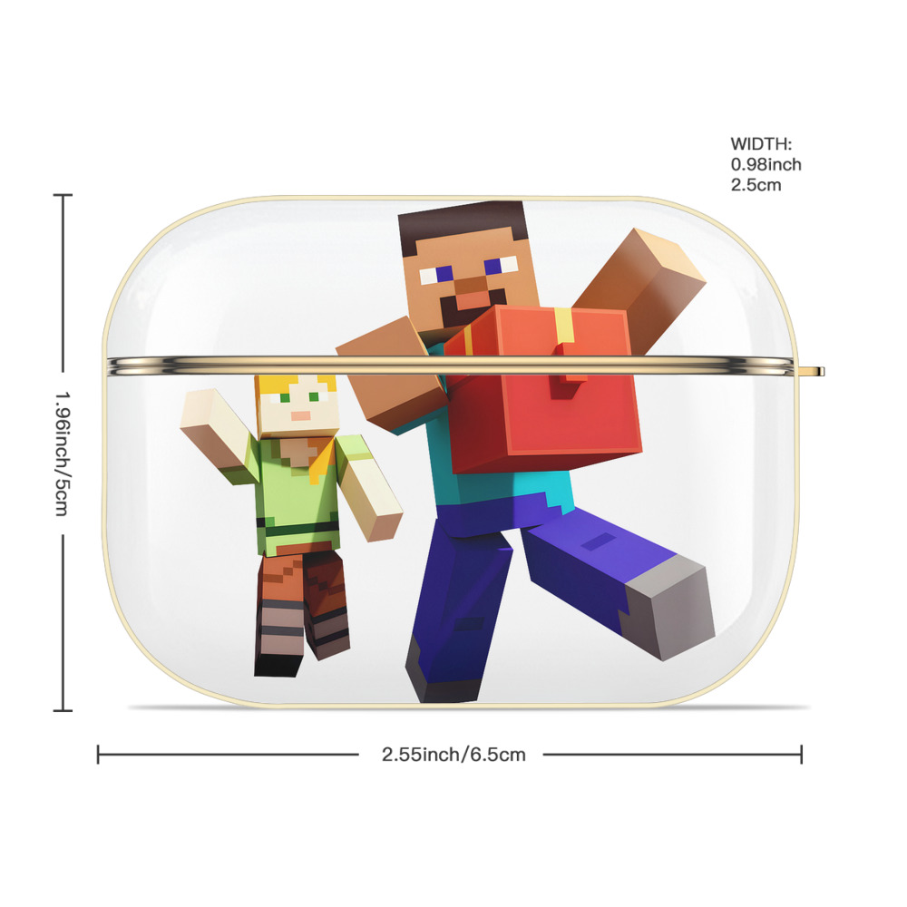 マインクラフト ブロックの世界 Minecraft MC Block world 【AirPods Pro用】ハードシェル保護ケース｜耐衝撃・防指紋・カラビナ付き商品仕様