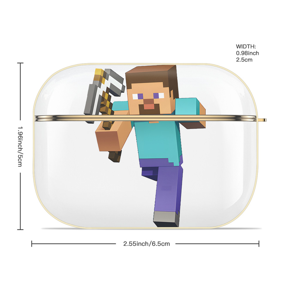 マインクラフト ブロックの世界 Minecraft MC Block world 【AirPods Pro用】ハードシェル保護ケース｜耐衝撃・防指紋・カラビナ付き商品仕様